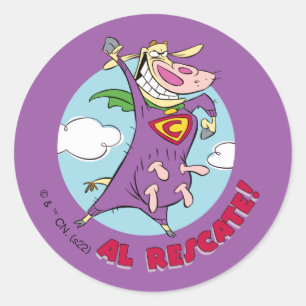 Cow and Chicken Super Cow Al Rescate! Classic Round Sticker