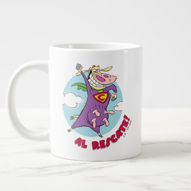 Cow and Chicken Super Cow Al Rescate! Large Coffee Mug (Left)