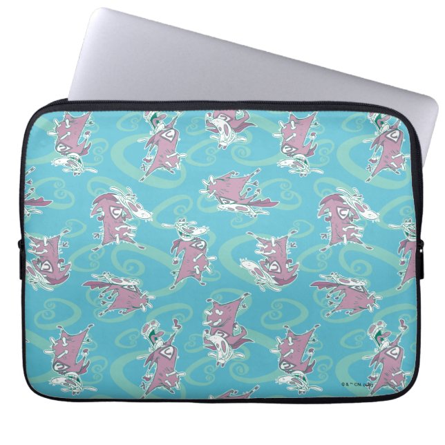 Cow and Chicken Super Cow Pattern Laptop Sleeve (Front)