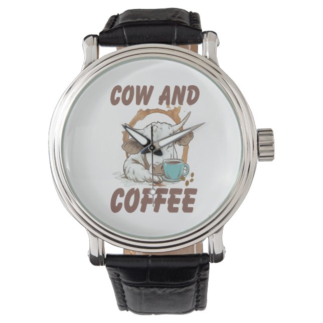 Cow and Coffee , Funny Western Girl Watch (Front)