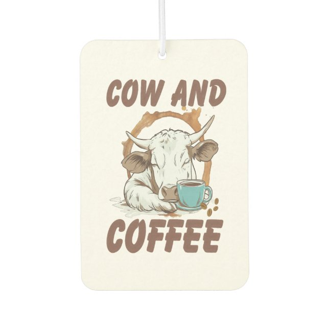 Cow and Coffee Png, Funny Western Girl Air Freshener (Front)
