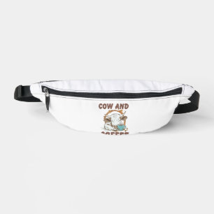 Cow and Coffee Png, Funny Western Girl Fanny Pack