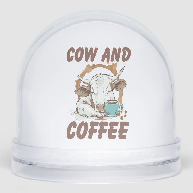 Cow and Coffee Png, Funny Western Girl Snowglobe (Front)