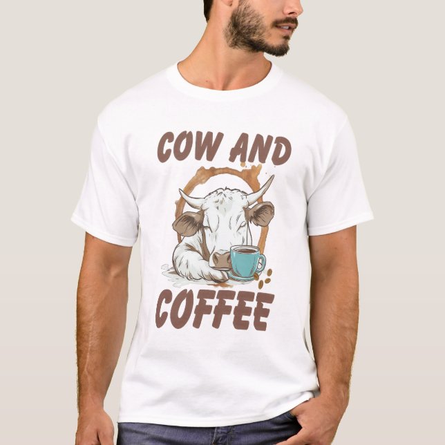 Cow and Coffee Png, Funny Western Girl T-Shirt (Front)