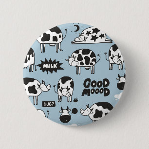 Cow and milk 2 inch round button