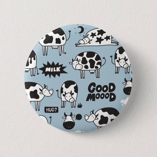 Cow and milk 2 inch round button (Front)