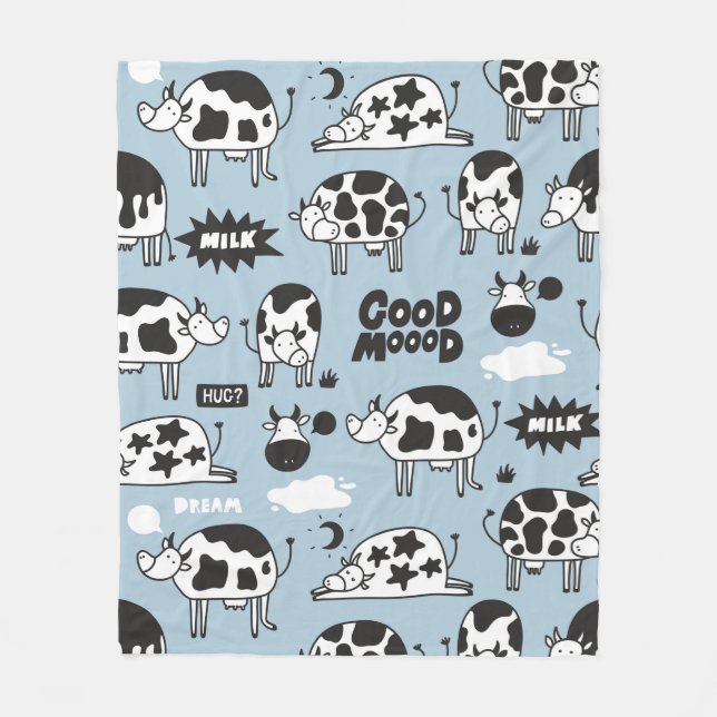 Cow and milk fleece blanket (Front)