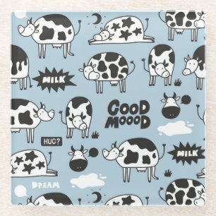 Cow and milk glass coaster