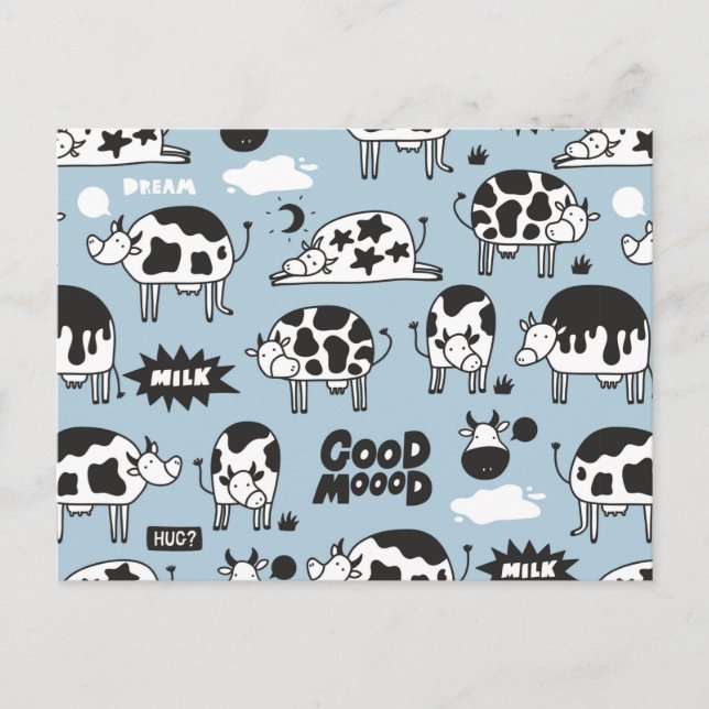 Cow and milk holiday postcard (Front)