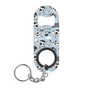 Cow and milk keychain bottle opener