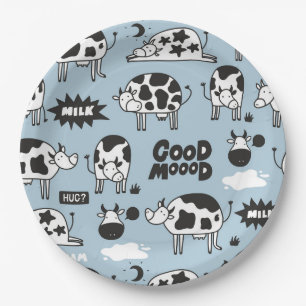 Cow and milk paper plate
