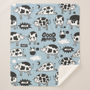Cow and milk sherpa blanket