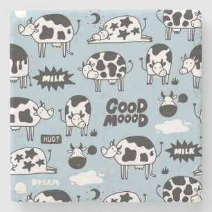 Cow and milk stone coaster