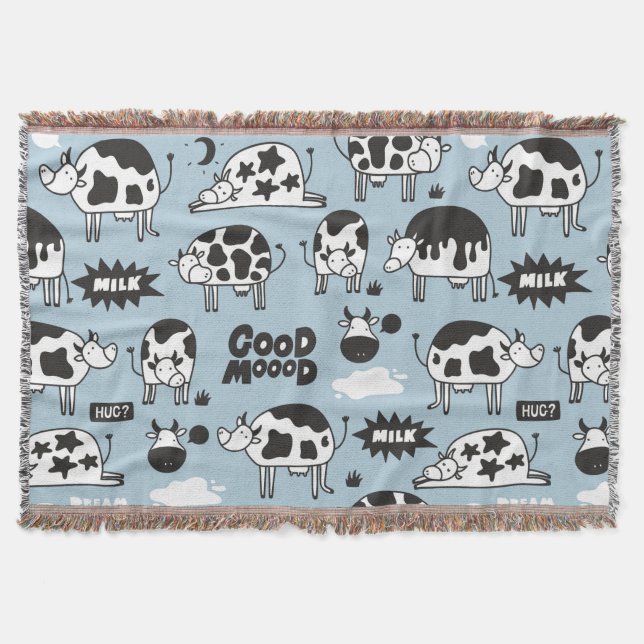 Cow and milk throw blanket (Front)