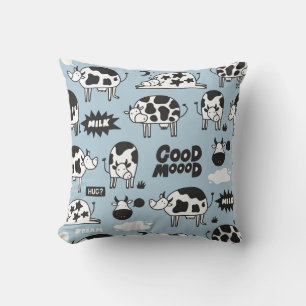 Cow and milk throw pillow