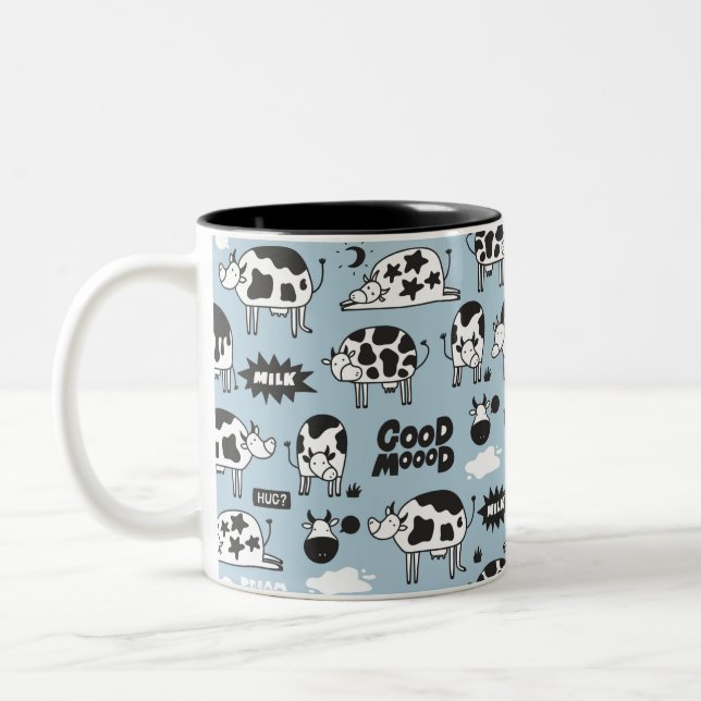 Cow and milk Two-Tone coffee mug (Left)