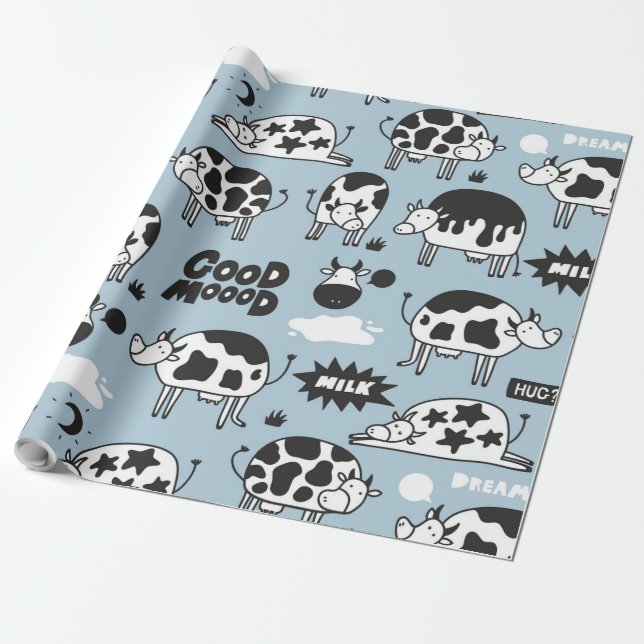 Cow and milk wrapping paper (Unrolled)