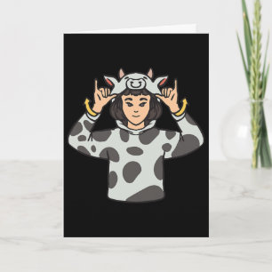 Cow Animal Asl Hand Gesture Deaf Hearing Loss Awar Card