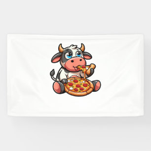 Cow Animal Eating Pizza Margherita Meal Foodies _5 Banner