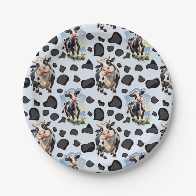 Cow Animal Pattern Design  Paper Plate (Front)