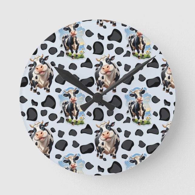 Cow Animal Pattern Design  Round Clock (Front)