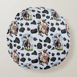 Cow Animal Pattern Design  Round Pillow