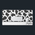 Cow Animal Print Custom Cursive Name Desk Mat<br><div class="desc">This is a Cow Animal Print Custom Cursive Name Desk Mat!</div>