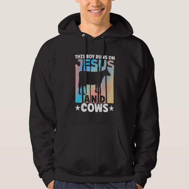 Cow Apparel Farmer Cows Lover for Boys Hoodie (Front)