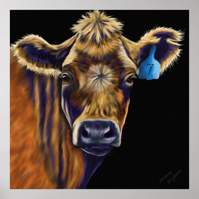 Cow Art - Lucky Number Seven Poster (Front)
