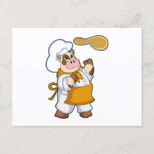 Cow as Cook with Dough Postcard