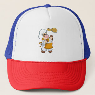 Cow as Cook with Dough Trucker Hat
