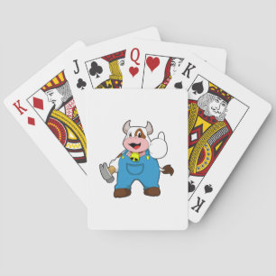 Cow as Craftsman with Hammer Playing Cards