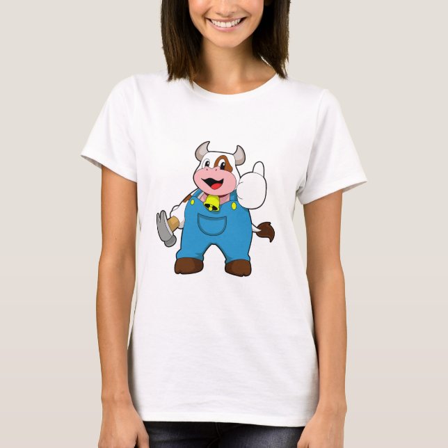 Cow as Craftsman with Hammer T-Shirt (Front)