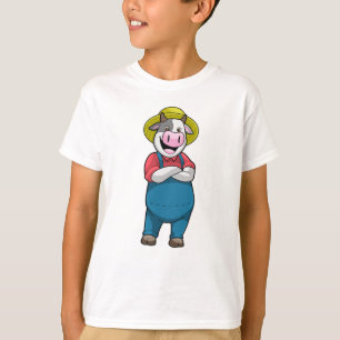 Cow as Farmer with Hat T-Shirt