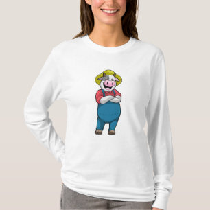 Cow as Farmer with Hat T-Shirt