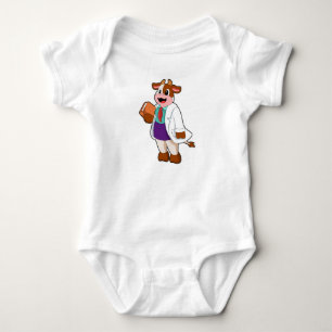 Cow as Nurse with Book Baby Bodysuit