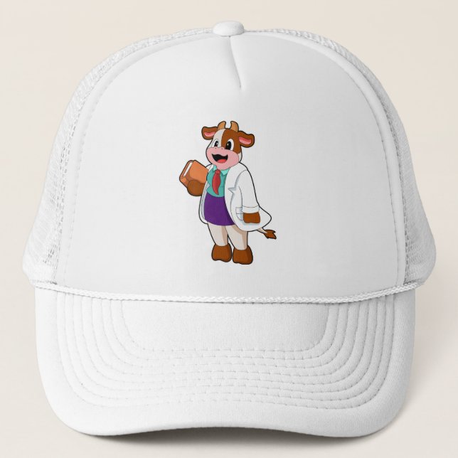 Cow as Nurse with Book Trucker Hat (Front)