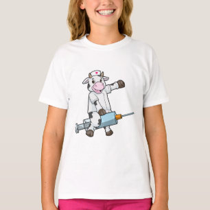 Cow as Nurse with Heart & Syringe T-Shirt