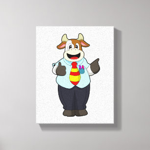 Cow as Teacher with Tie Canvas Print