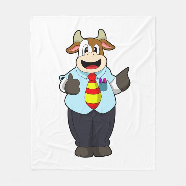 Cow as Teacher with Tie Fleece Blanket (Front)