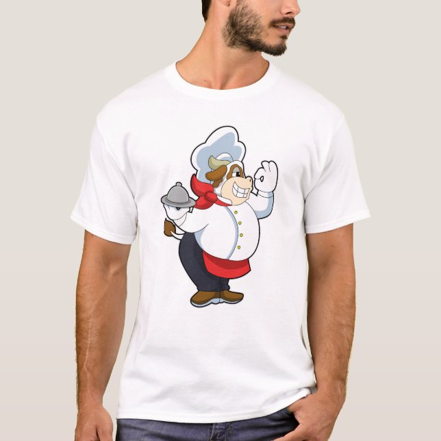 Cow as Waiter with Serving plate T-Shirt (Front)
