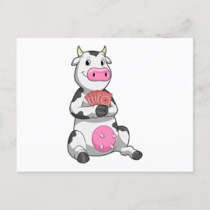 Cow at Poker with Poker cards
