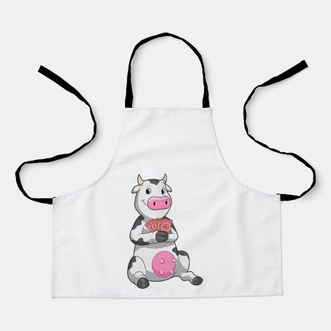 Cow at Poker with Poker cards Apron (Front)