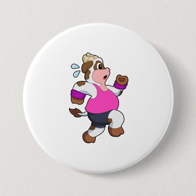 Cow at Running 3 Inch Round Button (Front)