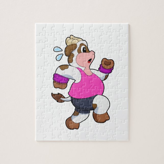 Cow at Running Jigsaw Puzzle (Vertical)