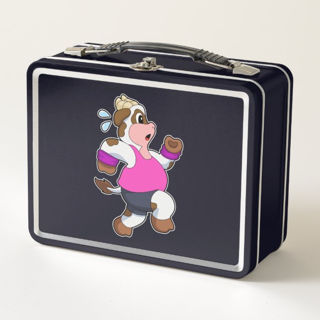Cow at Running Metal Lunch Box (Front)