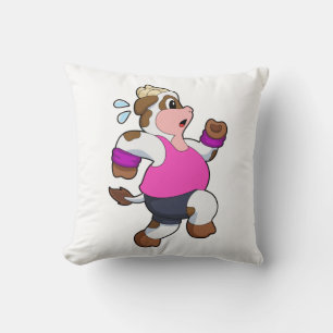 Cow at Running Throw Pillow