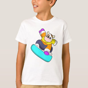 Cow at Snowboarding with Snowboard T-Shirt