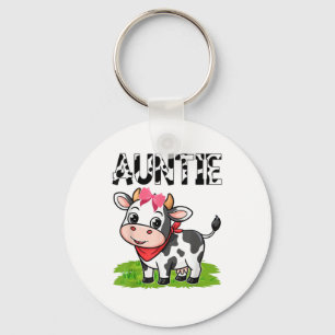 Cow Auntie Birthday Family Matching Girl Boy Farm Keychain