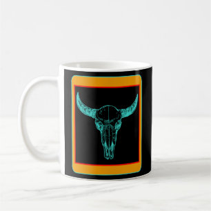 Cow Aztec Cow Skull Turqoise Cow Fan  Farm Animal  Coffee Mug